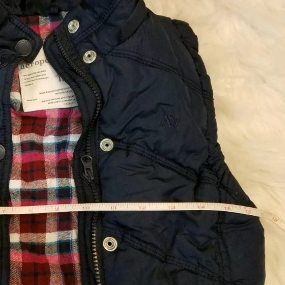 aeropostale XS Puffer Vest Navy w/ Flannel Snaps Junior Women - Picture 8 of 8